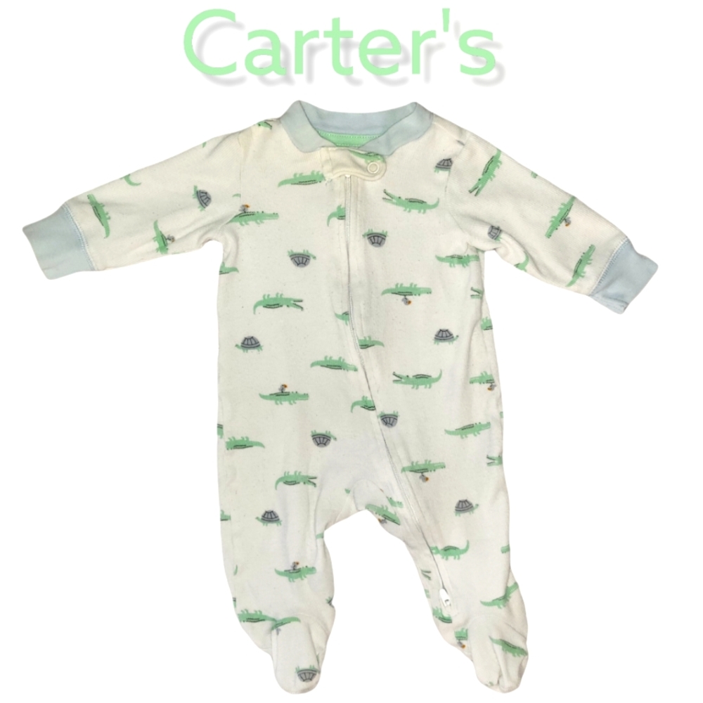 💥4/$25 Carter's Alligator/Tortoise Footies Size 3M